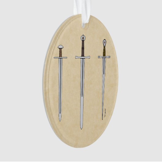 Drie middeleeuwse zwaarden 2016 ornament (voorkant)