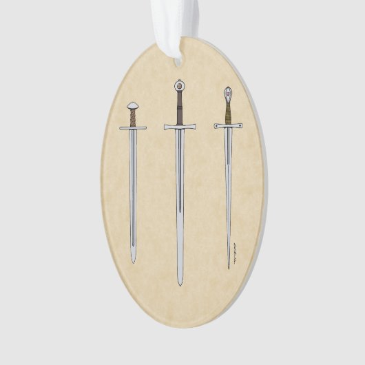 Drie middeleeuwse zwaarden 2016 ornament (voorkant)