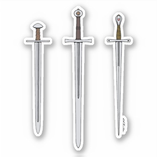Drie middeleeuwse zwaarden 2016 sticker (Voorkant)