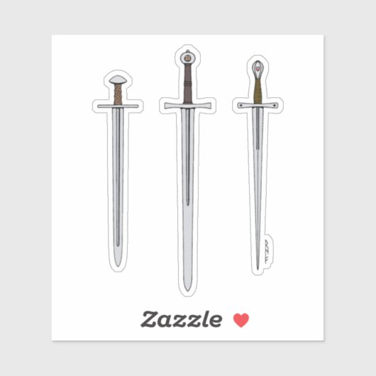 Drie middeleeuwse zwaarden 2016 sticker (Vel)