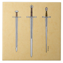 Drie middeleeuwse zwaarden 2016 tegeltje