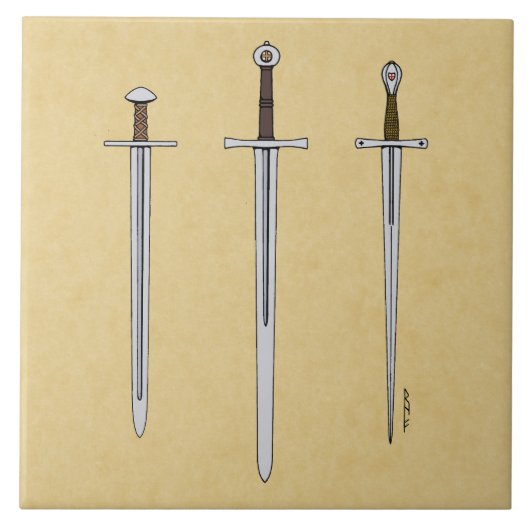 Drie middeleeuwse zwaarden 2016 tegeltje (Voorkant)