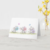 Drie mijten met bloemen kaart (Gele Bloem)