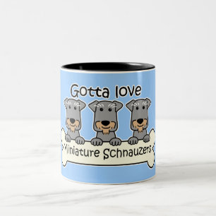 Drie Miniatuur Schnauzers Tweekleurige Koffiemok