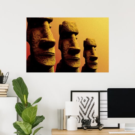 Drie Moaï-poster Poster (Thuiskantoor)