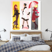 Drie Mode Modellen 2 Ingepakt Canvas (Insitu (Slaapkamer))