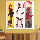 Drie Mode Modellen 2 Ingepakt Canvas (Insitu (Woonkamer))