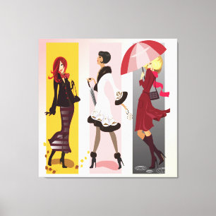 Drie Mode Modellen 2 Ingepakt Canvas Afdruk