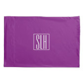 Drie moderne hoofdletters monogram | Wit & Paars Kussensloop (Achterkant)