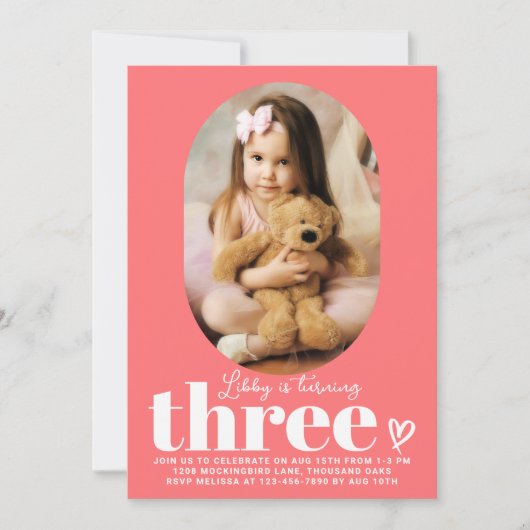 Drie moderne minimale foto 3e verjaardag kaart (Voorkant)