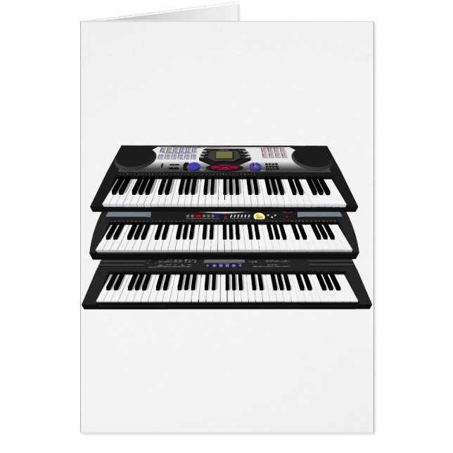 Drie moderne toetsenborden: Synthesizers: (Voorkant)