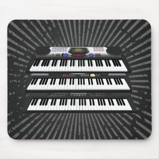 Drie moderne toetsenborden: Synthesizers: Mousepad Muismat (Voorkant)