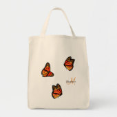 drie monarch Butterflies monogrammen Tote Bag (Voorkant)