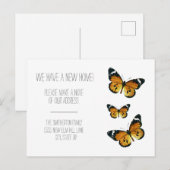 Drie Monarch Butterflies Moving Announding Briefkaart (Voorkant / Achterkant)