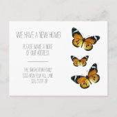 Drie Monarch Butterflies Moving Announding Briefkaart (Voorkant)