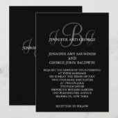 Drie Monogram Initialen Names Wedding Invitations Kaart (Voorkant / Achterkant)