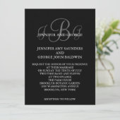 Drie Monogram Initialen Names Wedding Invitations Kaart (Staand voorkant)
