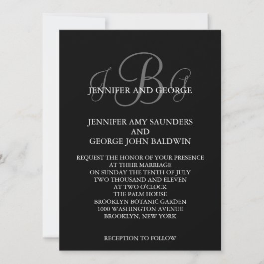 Drie Monogram Initialen Names Wedding Invitations Kaart (Voorkant)