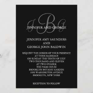 Drie Monogram Initialen Names Wedding Invitations Kaart
