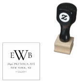 Drie Monogram klassieke typografie retouradres Rubberstempel (Gestempeld)