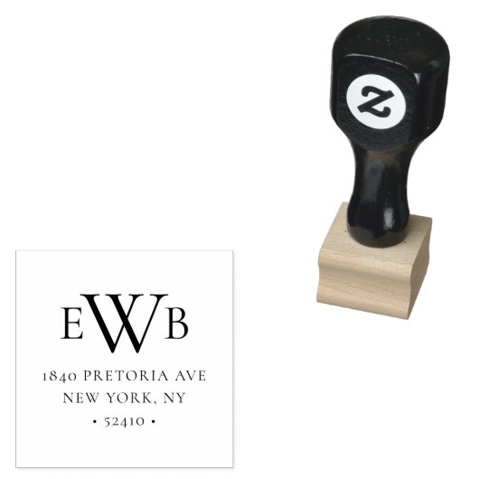 Drie Monogram klassieke typografie retouradres Rubberstempel (Gestempeld)