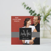 Drie Monogrammen met Photo Wedding Invitting Kaart (Staand voorkant)