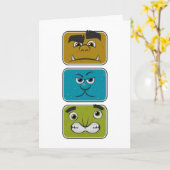 Drie monstergezichten kaart (Gele Bloem)