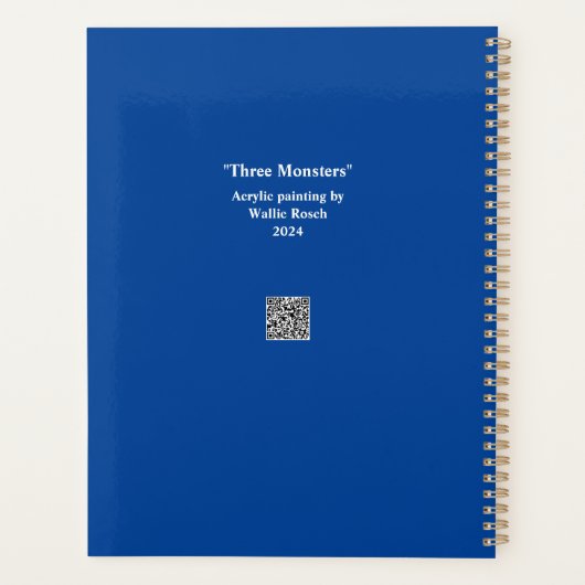 "Drie Monsters" acryl schilderij Planner (Achterkant)