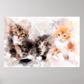 Drie mooie en schattige katjes aquarel poster (Voorkant)
