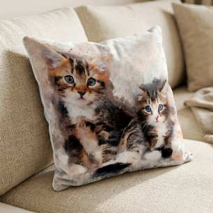 Drie mooie en schattige katjes waterverf kussen