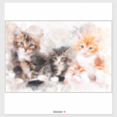 Drie mooie en schattige katjes waterverf sticker (Vel)
