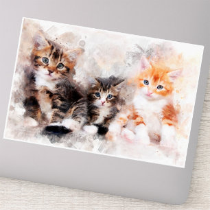 Drie mooie en schattige katjes waterverf sticker