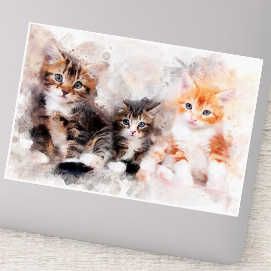 Drie mooie en schattige katjes waterverf sticker