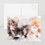 Drie mooie en schattige kittens waterverf briefkaart (Voorkant / Achterkant)