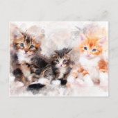 Drie mooie en schattige kittens waterverf briefkaart (Voorkant)