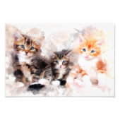 Drie mooie en schattige kittens waterverf foto afdruk (Voorkant)