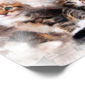 Drie mooie en schattige kittens waterverf foto afdruk (Hoek)