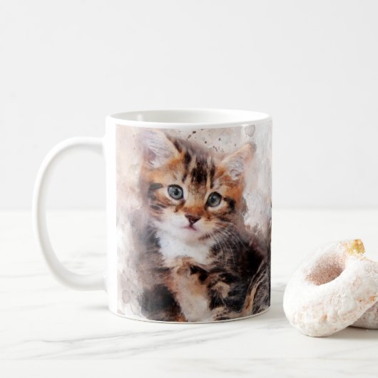 Drie mooie en schattige kittens waterverf koffiemok (Met donut)