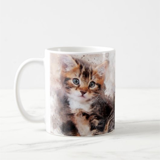 Drie mooie en schattige kittens waterverf koffiemok (Links)