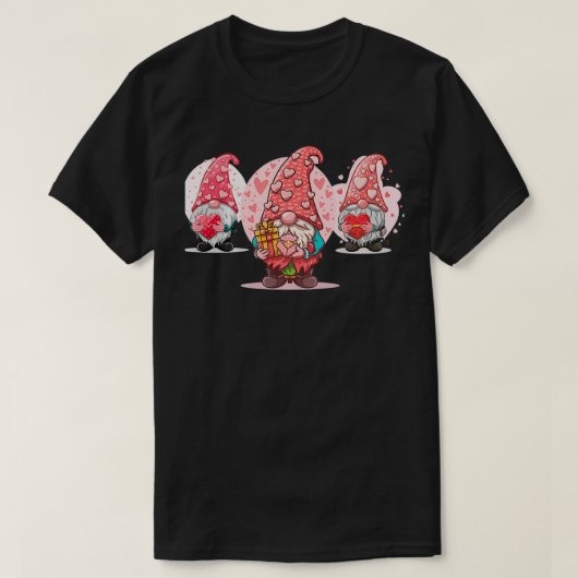 Drie mooie kabouters Valentijnsdag Gnome Grappige T-shirt (Design voorkant)