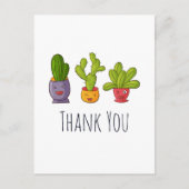 Drie Moppige Cactus in Bloempotten Leuk Bedankt Briefkaart (Voorkant)