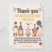 Drie moppige honden met feestmutsen ballonnen Verj Bedankkaart (Voorkant)