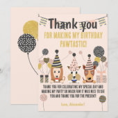 Drie moppige honden met feestmutsen ballonnen Verj Bedankkaart (Voorkant / Achterkant)