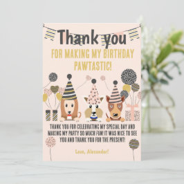 Drie moppige honden met feestmutsen ballonnen Verj Bedankkaart