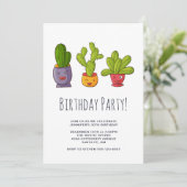 Drie Mopshagedis Illustratie Verjaardagsfeestje Kaart (Staand voorkant)