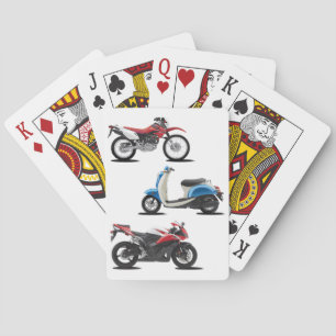 Drie motorfietsen die Kaarten spelen