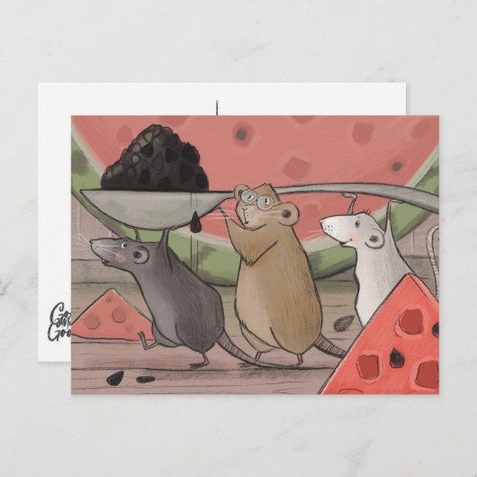 Drie muizen. briefkaart (Voorkant / Achterkant)