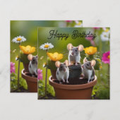 drie muizen in bloempotten, (Voorkant / Achterkant)