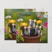 drie muizen in bloempotten, bedankkaart (Voorkant / Achterkant)