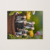 drie muizen in bloempotten, legpuzzel (Horizontaal)